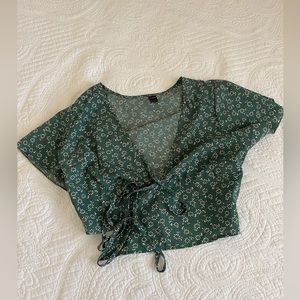 Floral cropped wrap top